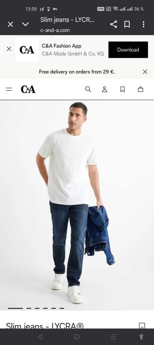 Джинсы The Slim by C&A Buying Германия W40 stretch navy.