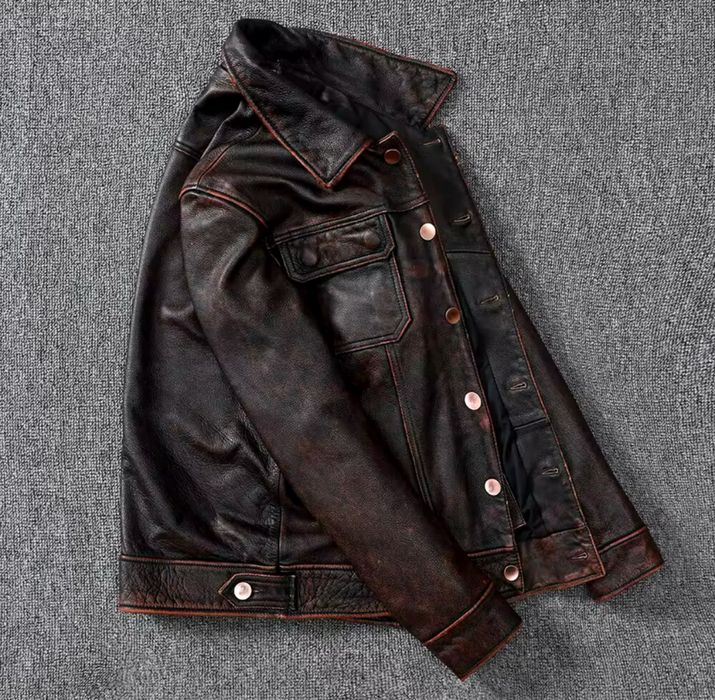 Kurtka skórzana męska brązowa ramoneska skóra vintage