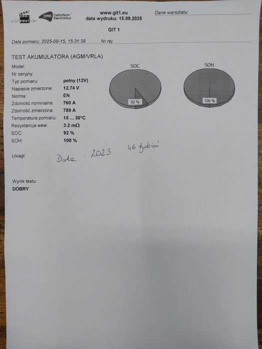 Akumulator Varta Silver AGM A7 70Ah 760A