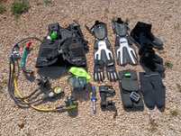 Equipamento de mergulho, colete sea quest, computador sunnto, barbata