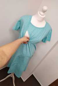 Nowa koszula ciążowa M do karmienia 100 % bawełna niebieski 38 kropki