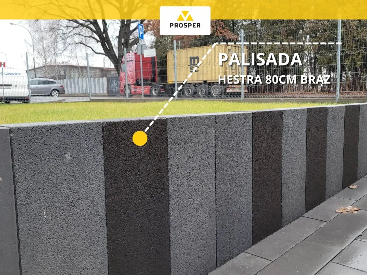 Palisada HESTRA nowoczesna 80cm obrzeże POLBRUK betonowa HDS