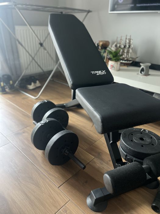 Ławeczka do cwiczen +hantle 2*20kg