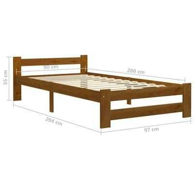 VidaXL Rama łóżka ze stelażem miodowo-brązowa lite drewno sosna 90x200