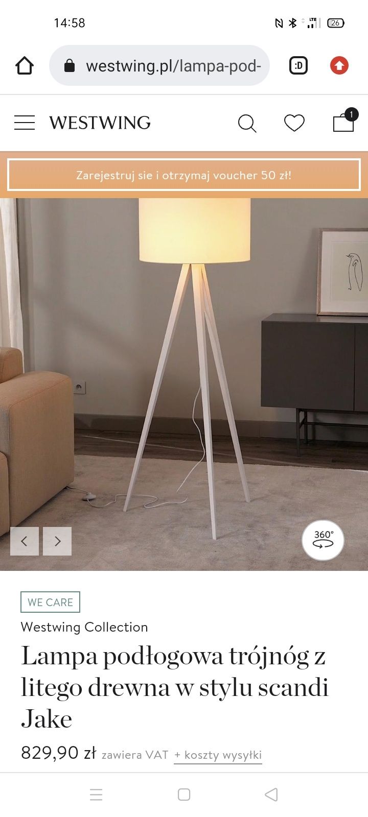 Lampa podłogowa z litego drewna Jake