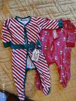Zestaw świąteczny pajacyki piżamka stopki długi rękaw prezent 80