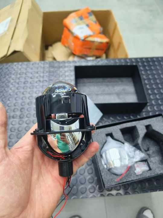 Soczewki BILED 2.5 4300K ciepła barwa H4 H7 łatwy montaż + osłony