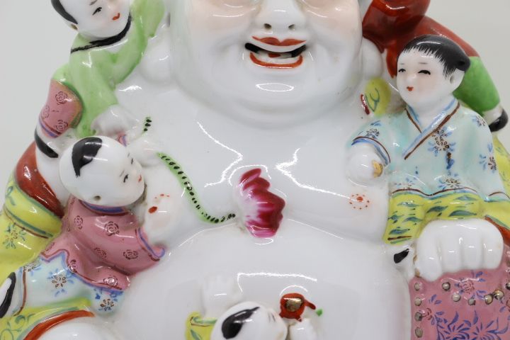 Antigo Buda Fertilidade 24 cm em Porcelana Chinesa Família Rosa Marc N