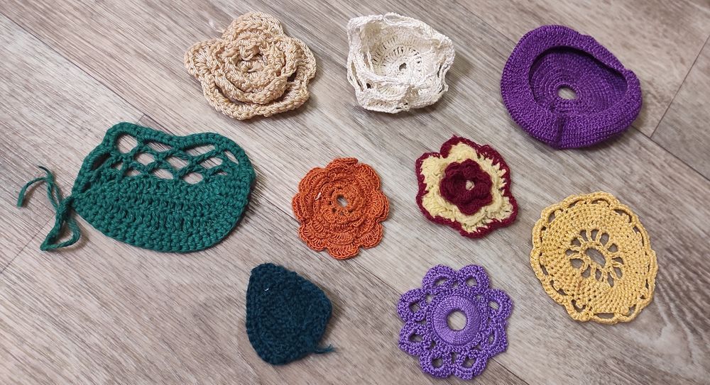 Образцы, заготовки вязаные крючком для уроков труда одним лотом