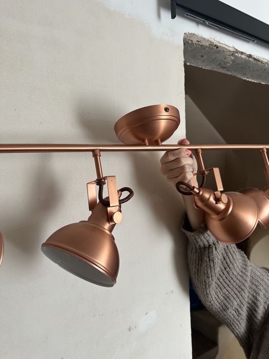 Lampa sufitowa loft / industrial miedziana 4-punktowa