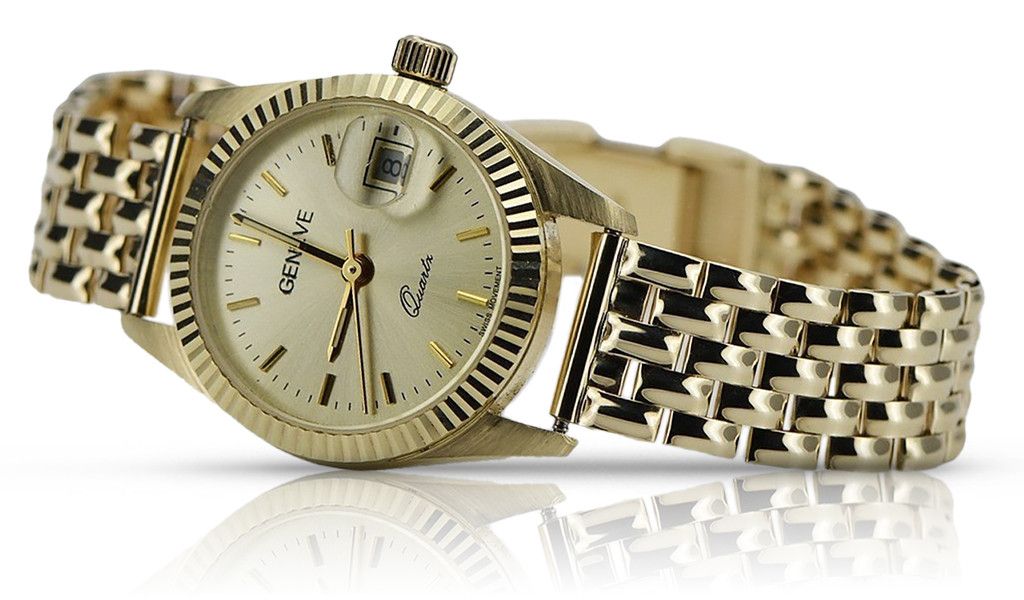 Złoty zegarek z bransoletą damską 14k Geneve lw020ydy&lbw004y Poznań