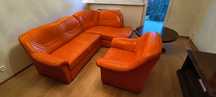 Wypoczynek skórzany (rozkładana sofa + fotel)
