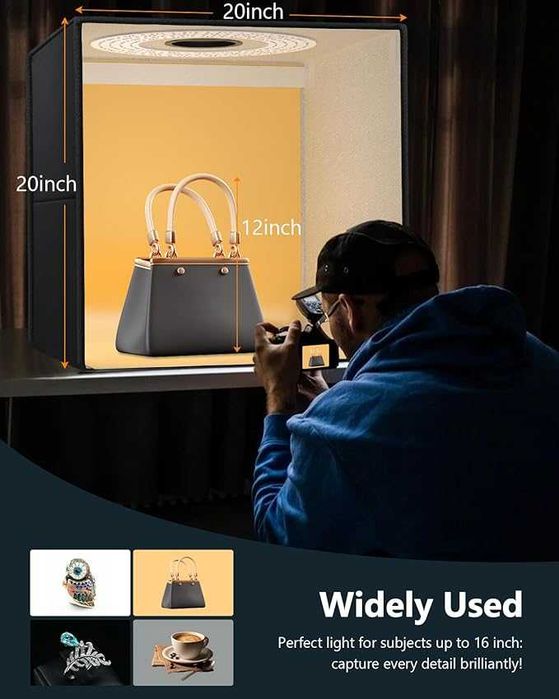 DUCLUS Fotobox 50x50x50 oświetlenie fotograficzne LED 216 + 6X TŁO