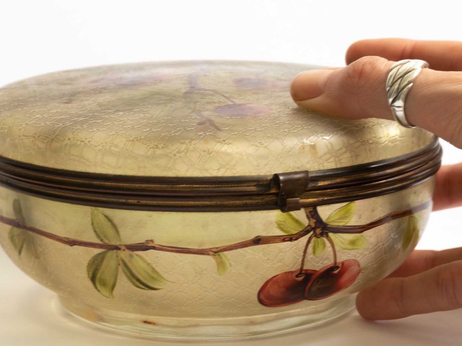 Caixa joias vidro esmaltado Arte Nova | Legras