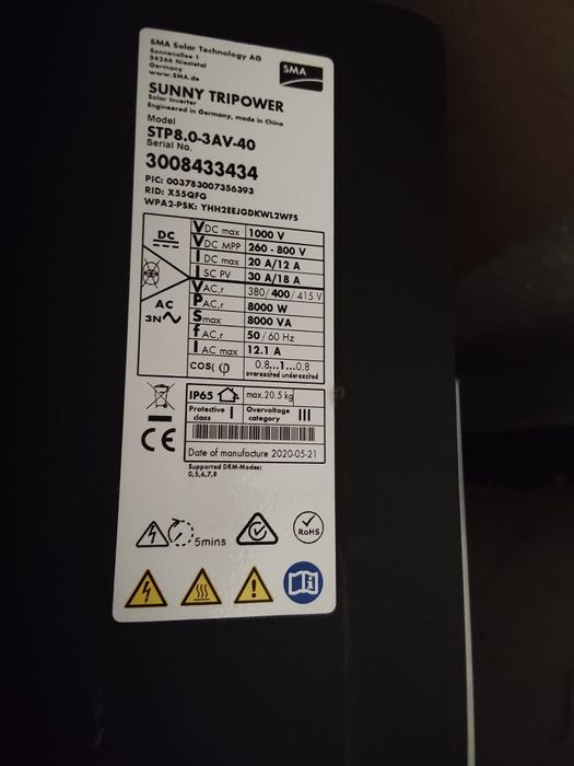 Inwerter sieciowy, falownik fotowoltaiczny SMA Sunny Tripower 8.0 W