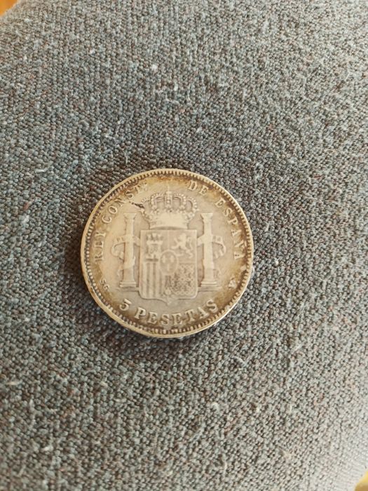 Moeda prata 5 pesetas, 1898 Espanha
