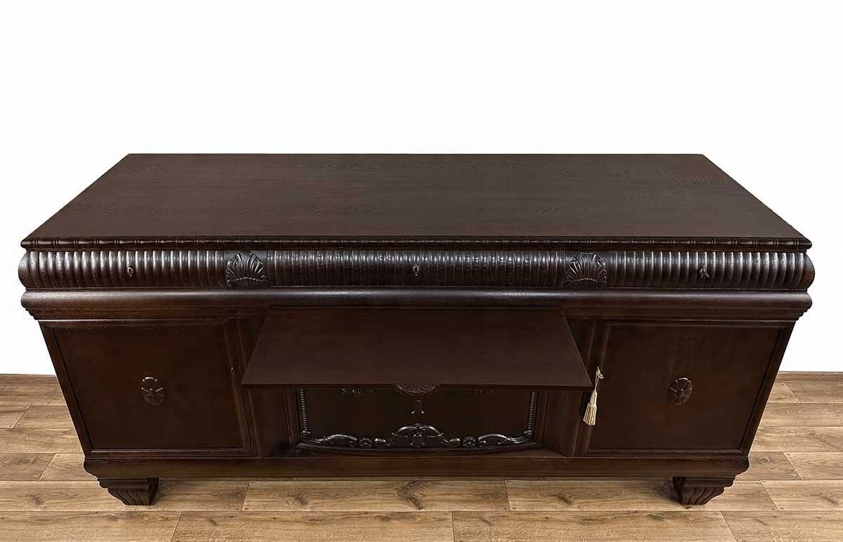 KOMODA BUFET antyk rzeźbiona RÓŻE 5 szuflad szafka pod TV RTV 230 cm