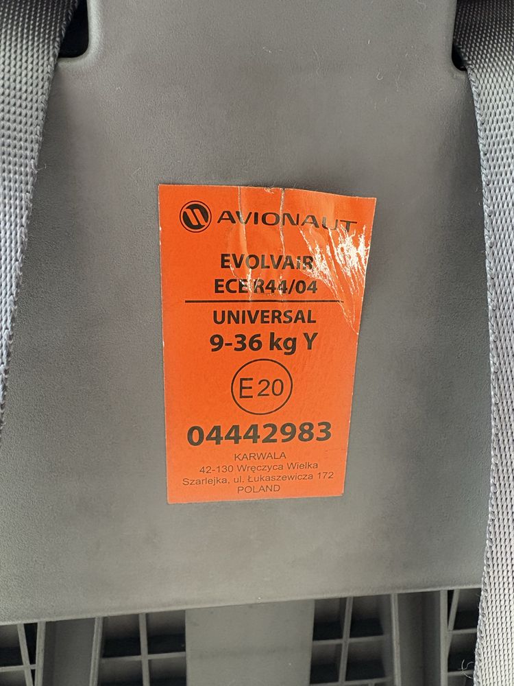Fotelik Avionaut Evolvair 9-36kg stan bdb