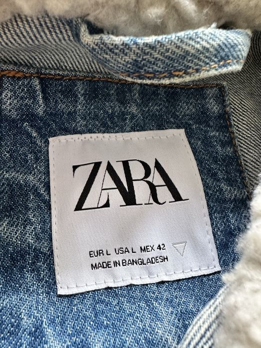 Zara kurtka jeansowa bejsbolówka rozpinana niebieska z nadrukiem