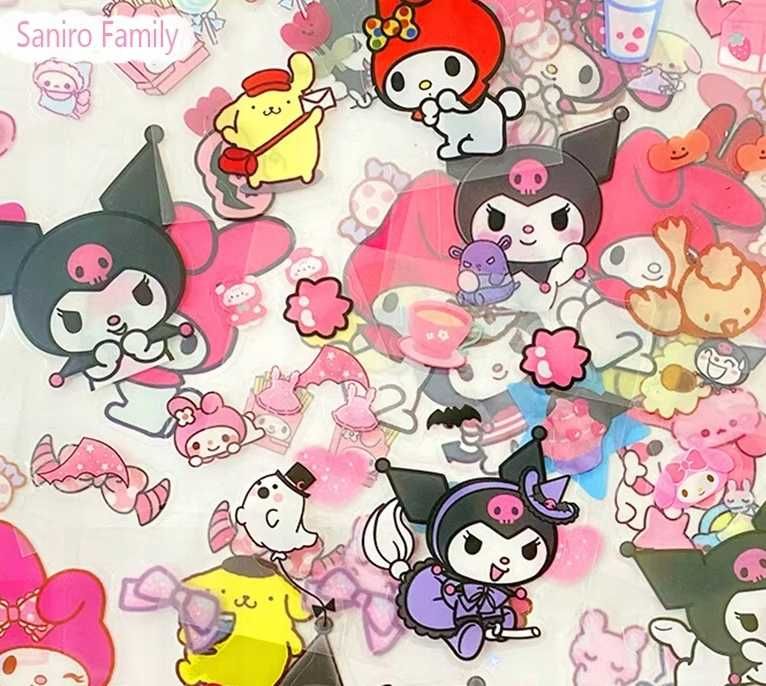 pudełko prezentowe zestaw 100 arkuszy naklejek Kuromi Sanrio Kawaii
