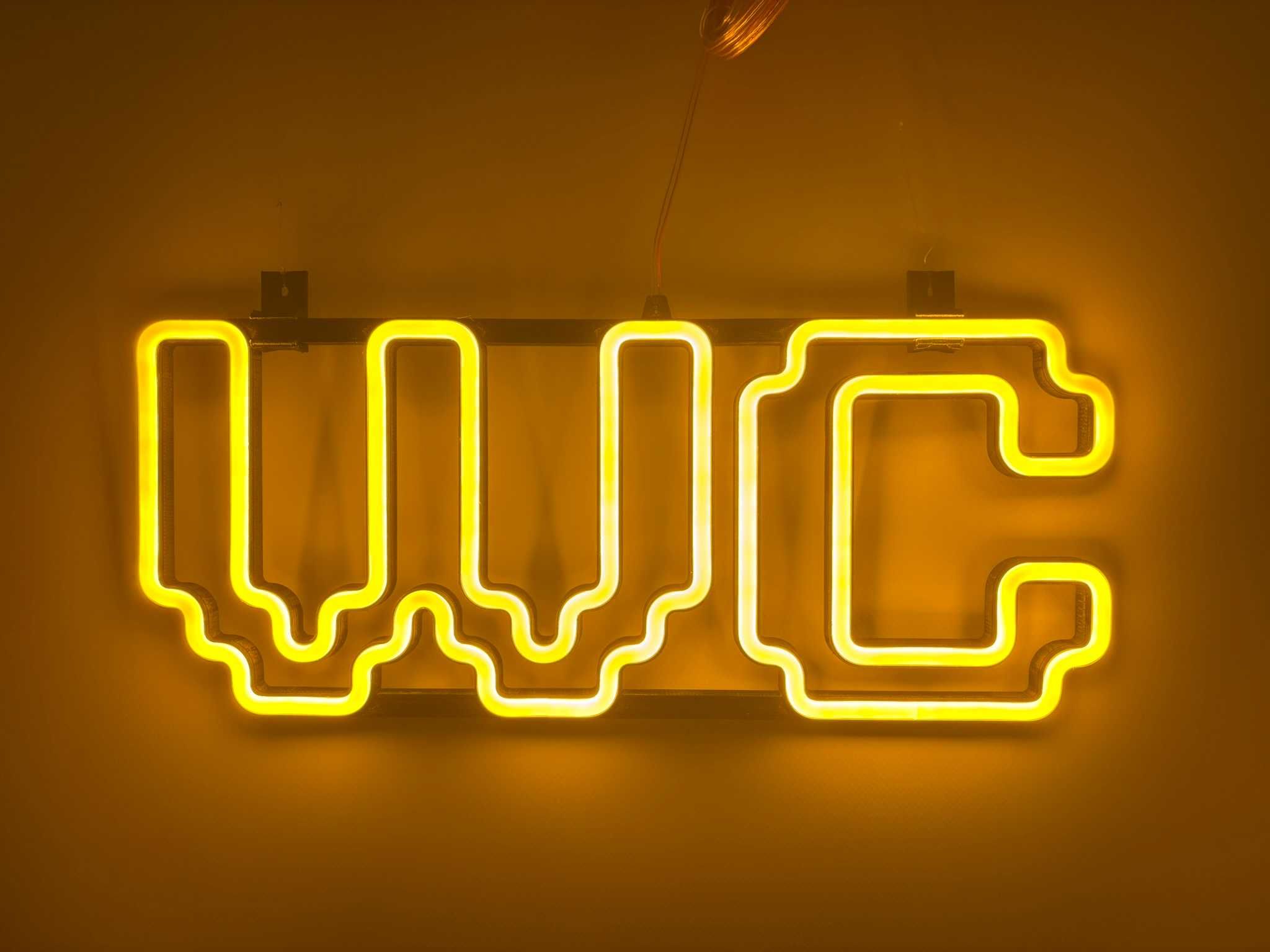 Неонова вивіска "WC" жовта, 420*170 мм