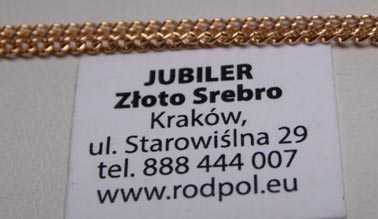 Złoty łańcuszek pancerka 71 cm. 1,3 mm. różowe złoto.