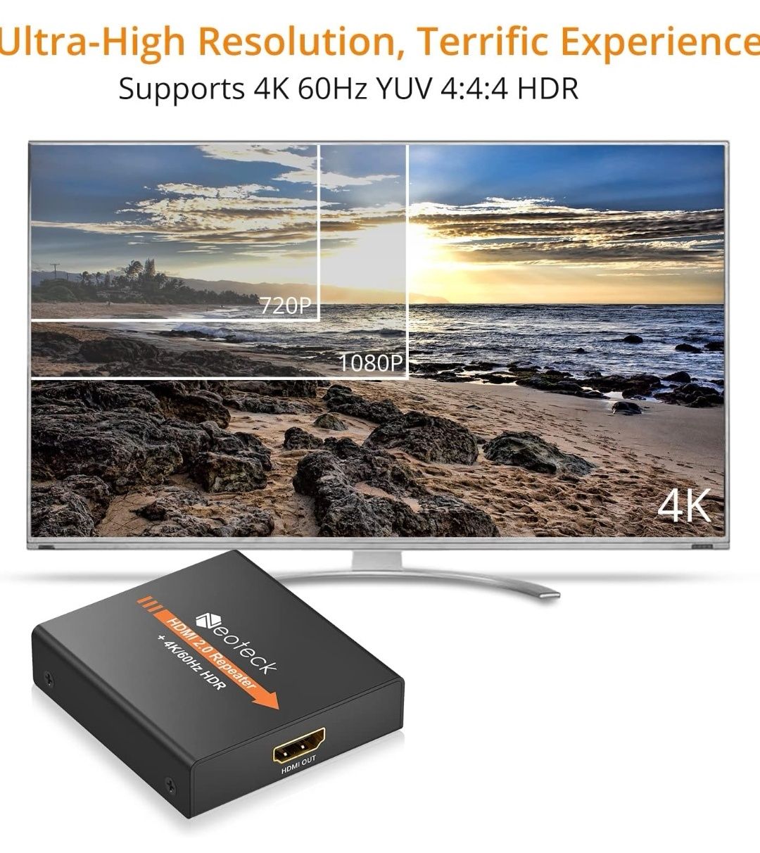 Neoteck HDMI 2.0 Repeater 4K 2160P 3D Wzmacniacz sygnału HDMI Repeater