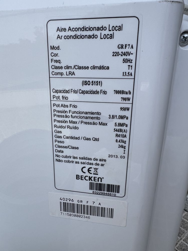 Vendo Ar Condicionado Portátil BECKEN