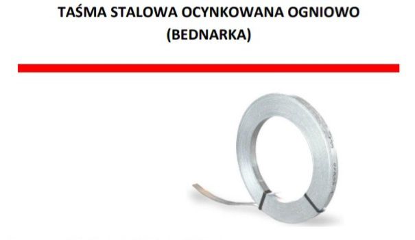 Cena za rolkę 50mb-ponad 50kg.  Bednarka - taśma stalowa ocynkowana o