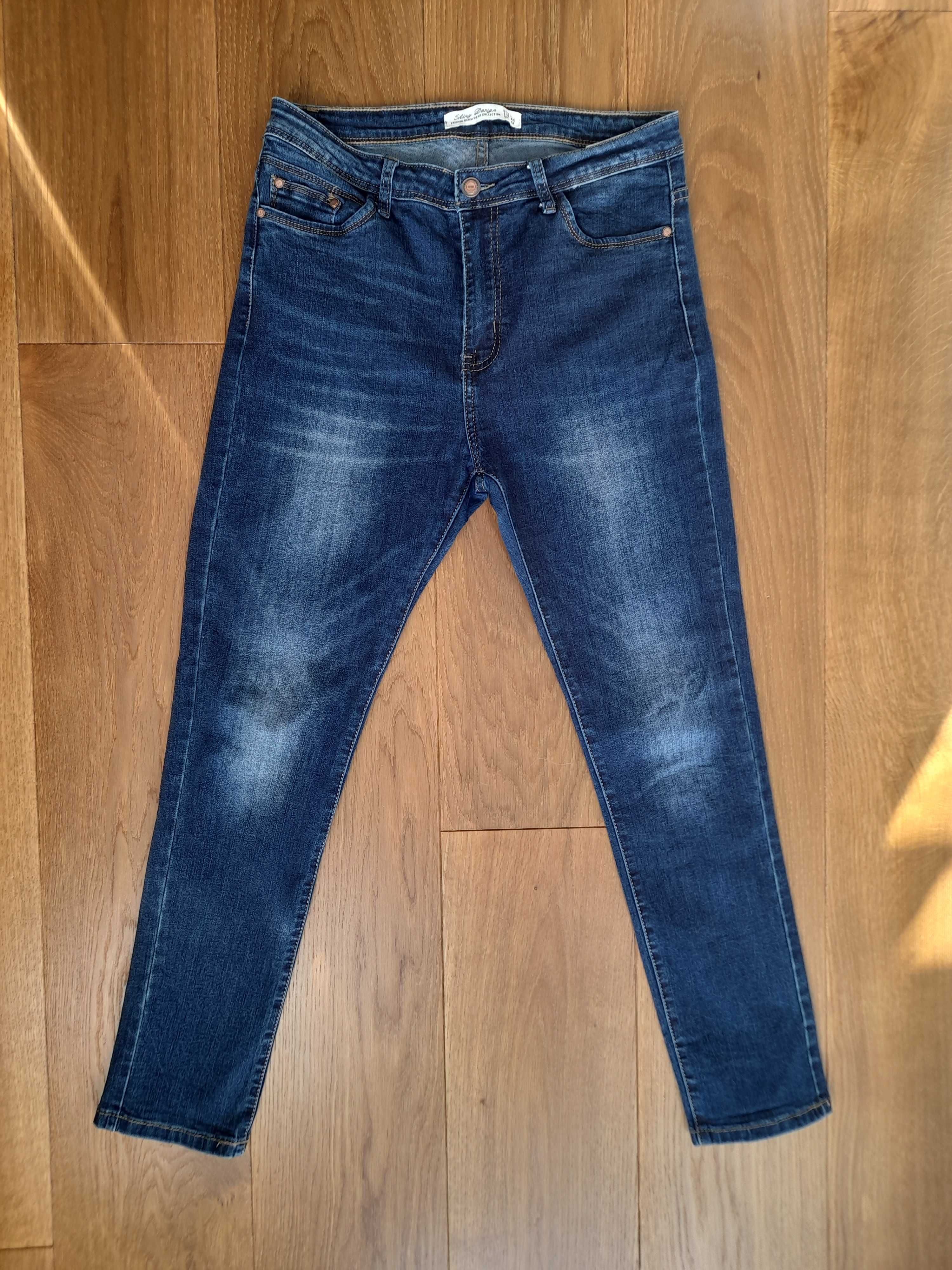 Spodnie proste Shiny Design niebieski r. 40