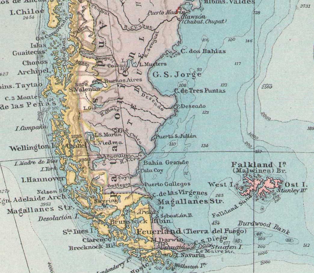 Ameryka Południowa. Duża efektowna mapa 1899 r. autentyk