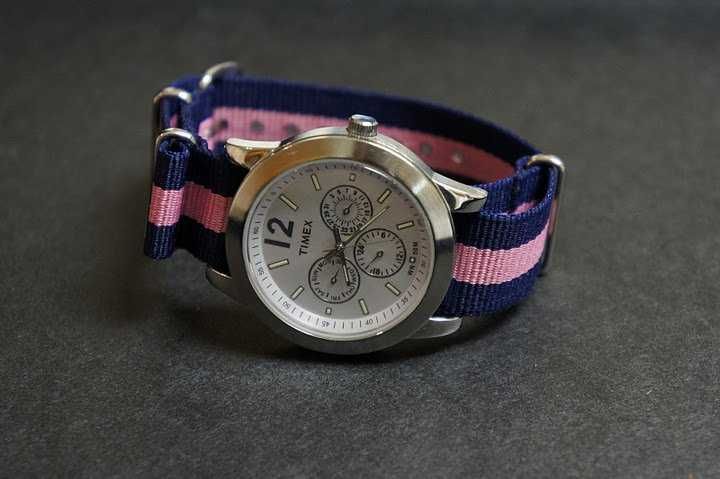 Damski pasek do zegarka nylonowy NATO 18mm 20mm różowy pink modny