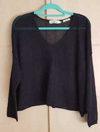 Lekki sweter oversize marki H&M bardzo ciemny granat