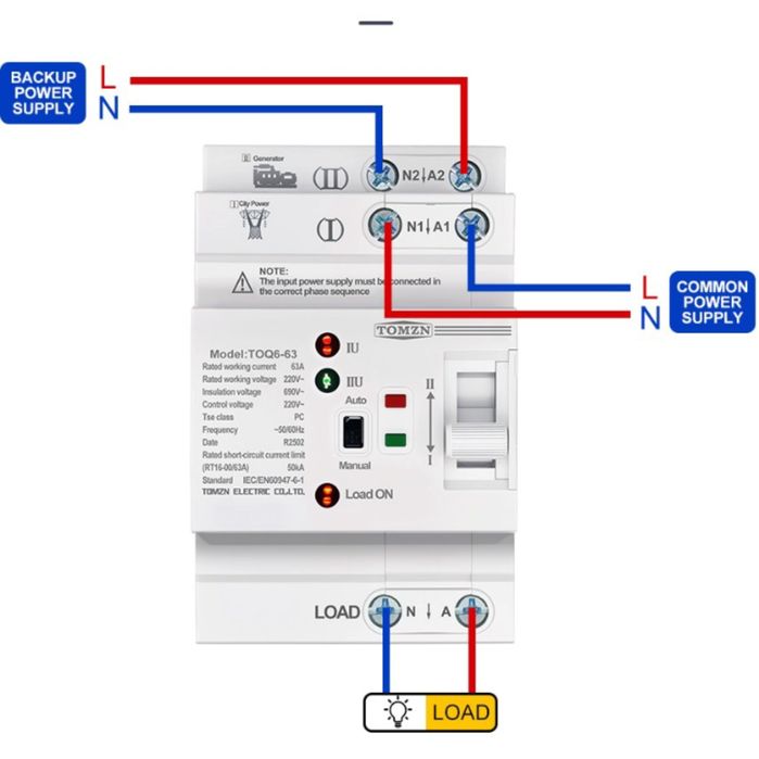 АВР Tomzn 2P 63A 230v