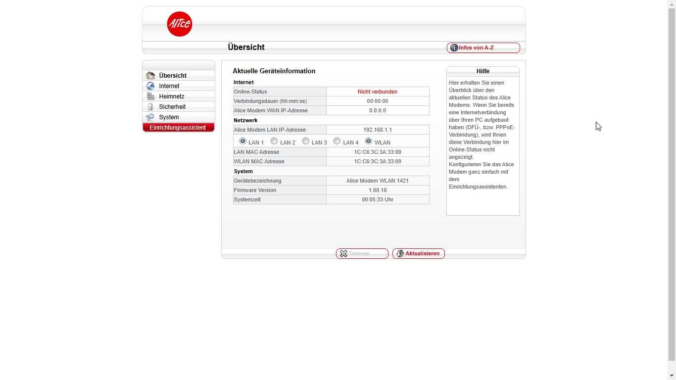 Маршрутизатор Broadcom BCM6361 300 МГц, Alice WLAN 1421