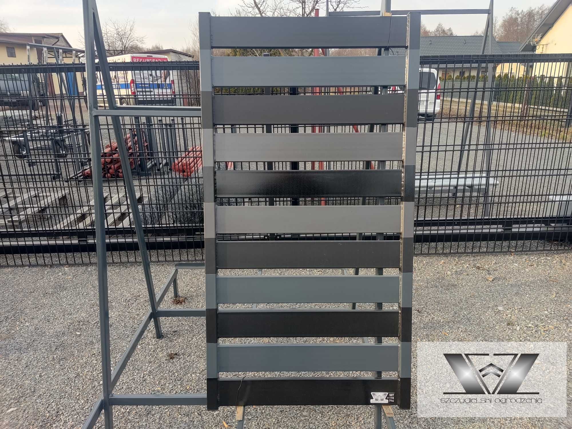 Brama wjazdowa dwuskrzydłowa nowoczesna palisadowa 1,4x4/100x20 CZARNA