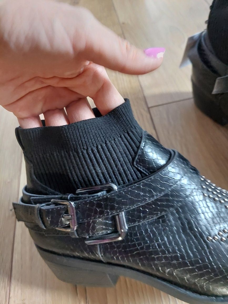 Buty kozaki botki 38 bershka cwieki skóra