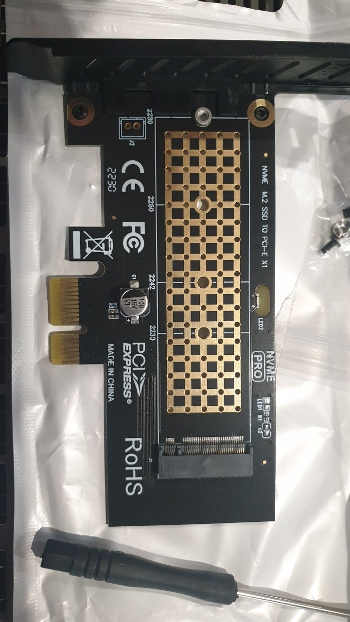 Перехідник pci-e 1x на ssd m.2 або nvme