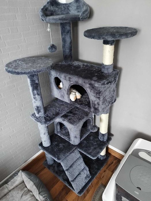 Drapak dla Kota Wielopoziomowy, Stabilny i Komfortowy Ciemnoszary NOWY