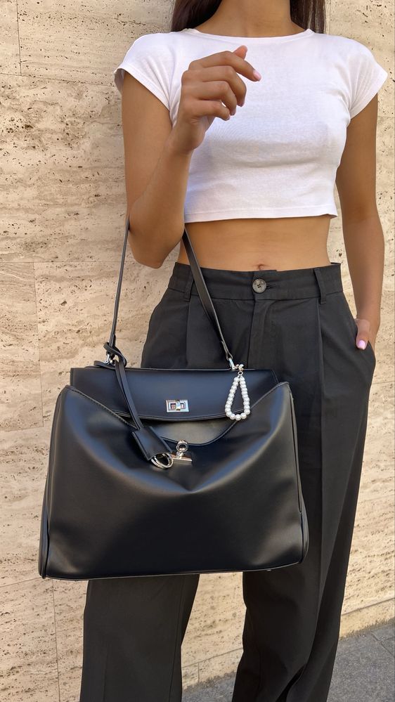 Rodeo bag кожаная сумка в стиле balenciaga, черная, сумка баленсиага