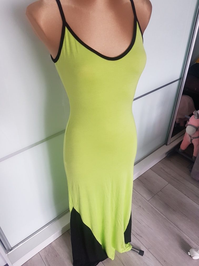 Sukienka letnia maxi limonka 38