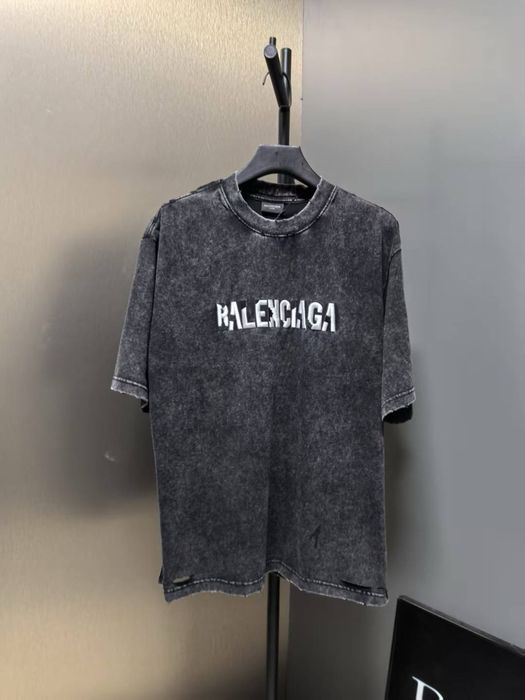 Футболка BALENCIAGA оверсайз унисекс мужская серая винтажная варенка