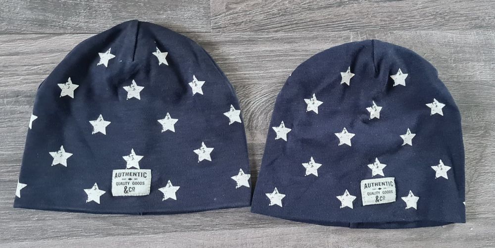 Dżersejowa czapka jesienna bliźniaki twins gwiazdki H&M rozm 74/80