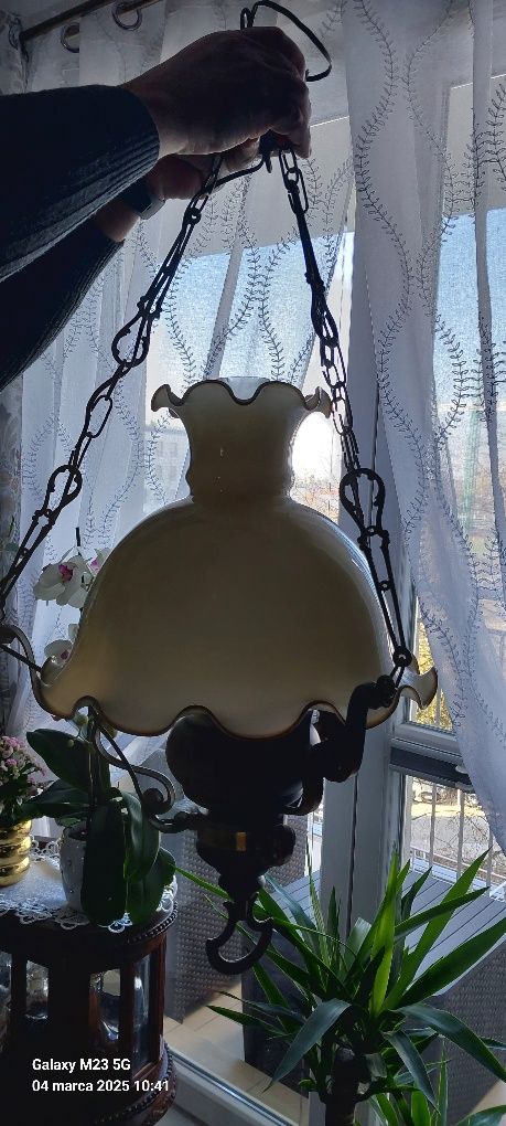 Żyrandol lampa wisząca stylowa! Mosiądz z drewnem!