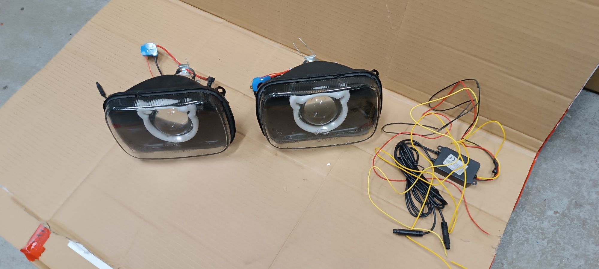 Fiat 126p lampy tuningowe ringi LED gładkie szkło clear custom
