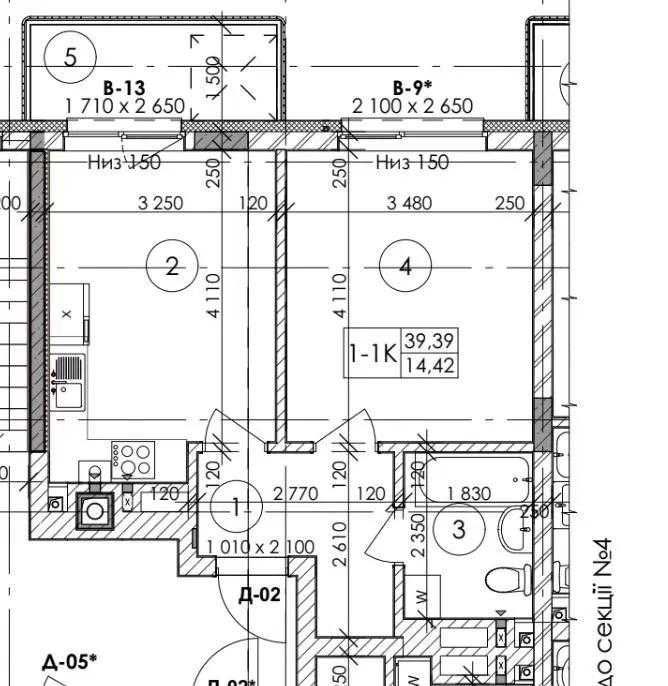 1к квартира 39.3 м2 від забудовника AUROOM в м.Винники