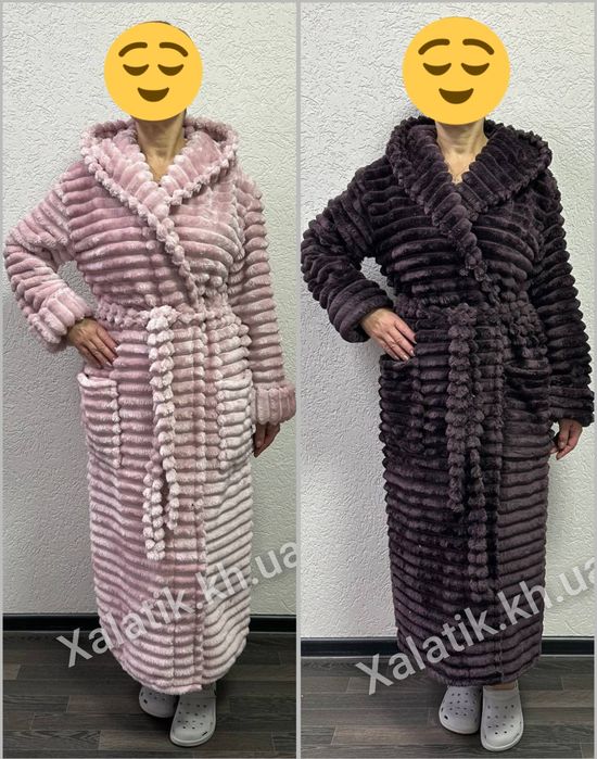 Теплий халат "Шарпей" з подвійним капюшоном