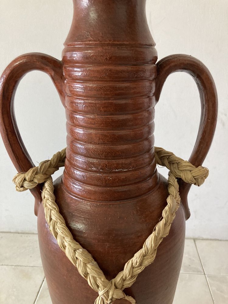 Vaso com 2 alças e corda vintage