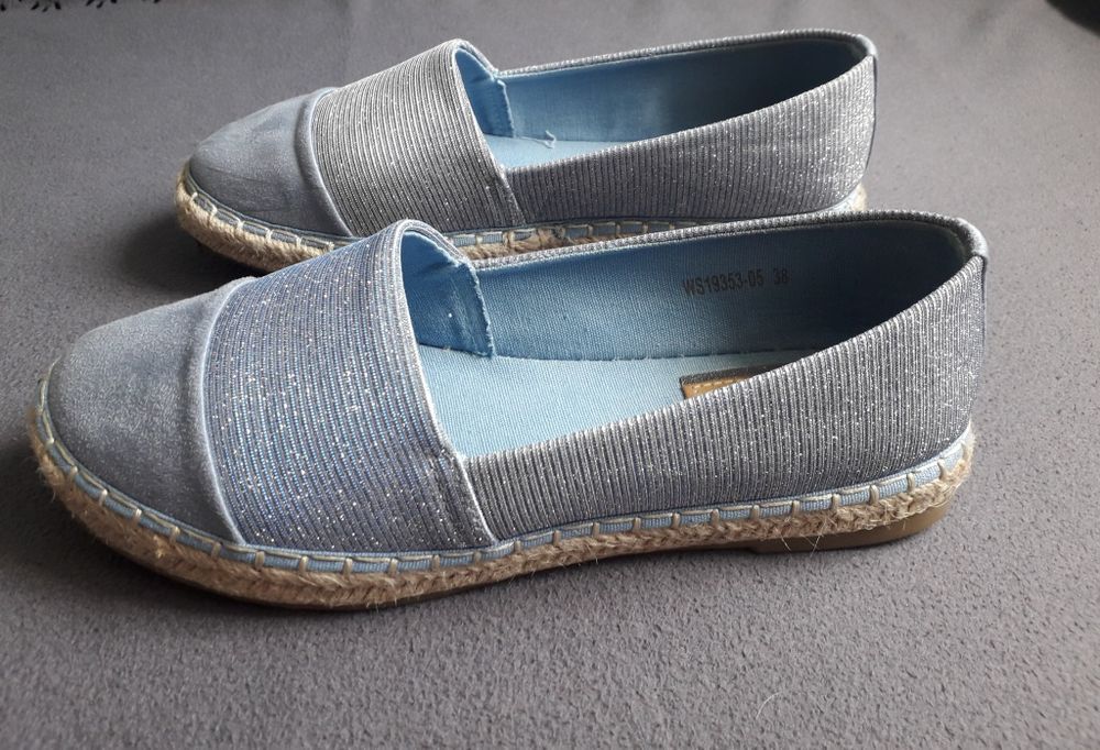 Nowe Buty półbuty espadryle baleriny błękitne roz. 38 CCC