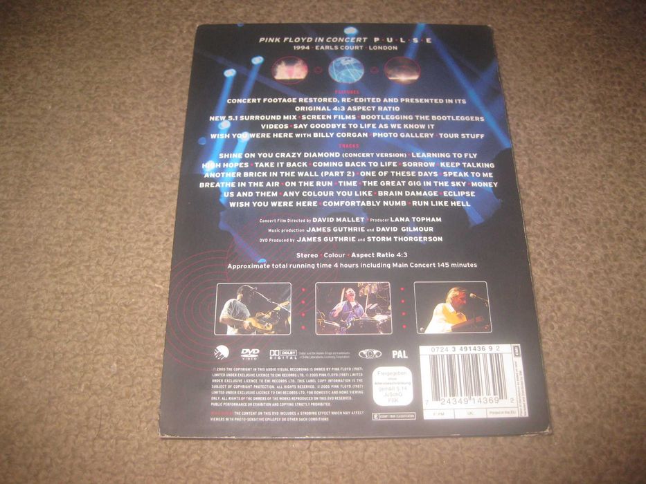 DVD Duplo dos Pink Floyd "Pulse" em Edição Digipack!